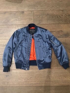 Men's rag and bone navy Bomber Jacket - Classic Ribbed Trim